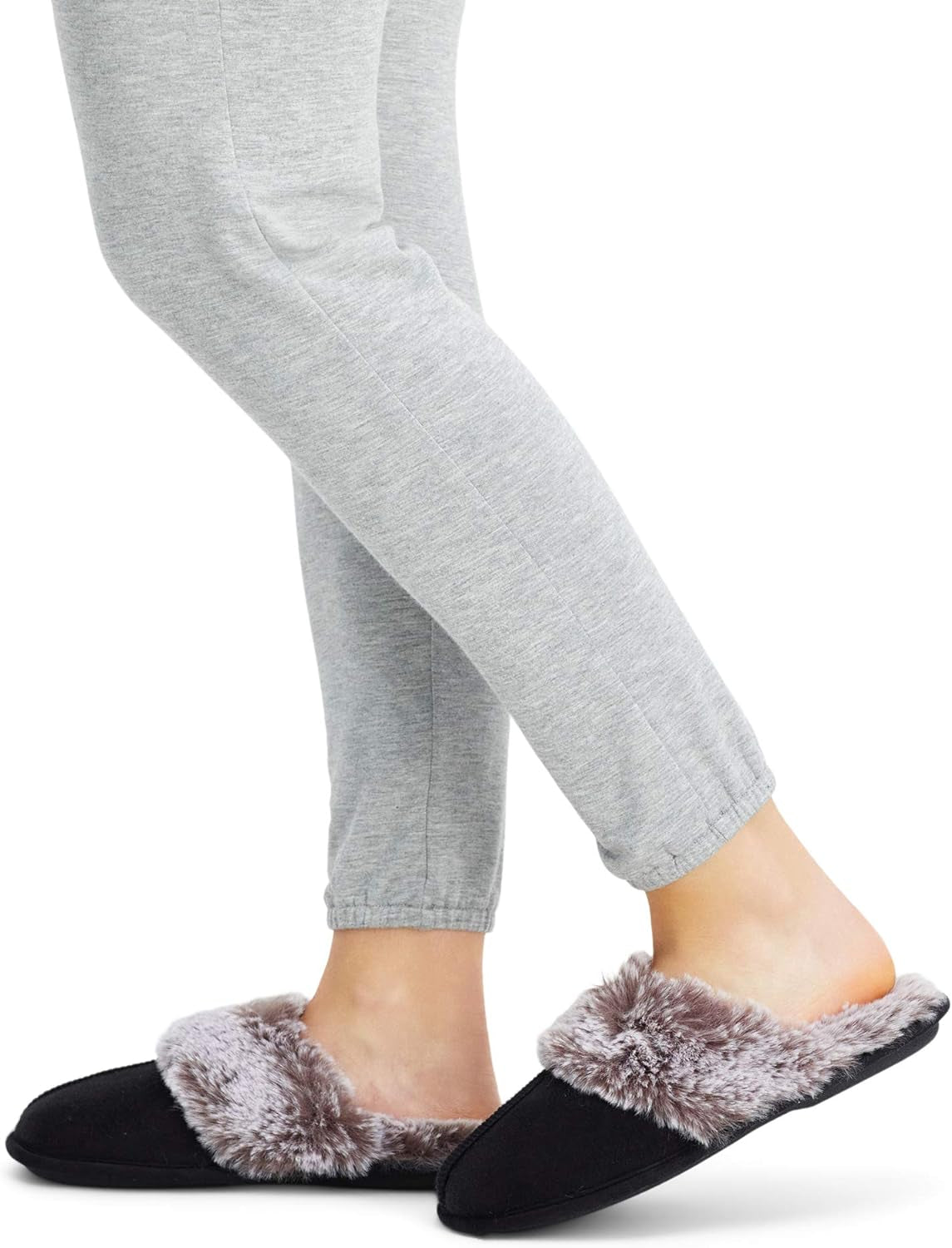 Womens Comfy Faux Fur House Slipper Scuff Memory Foam Slip on Anti-Skid Soleslipper