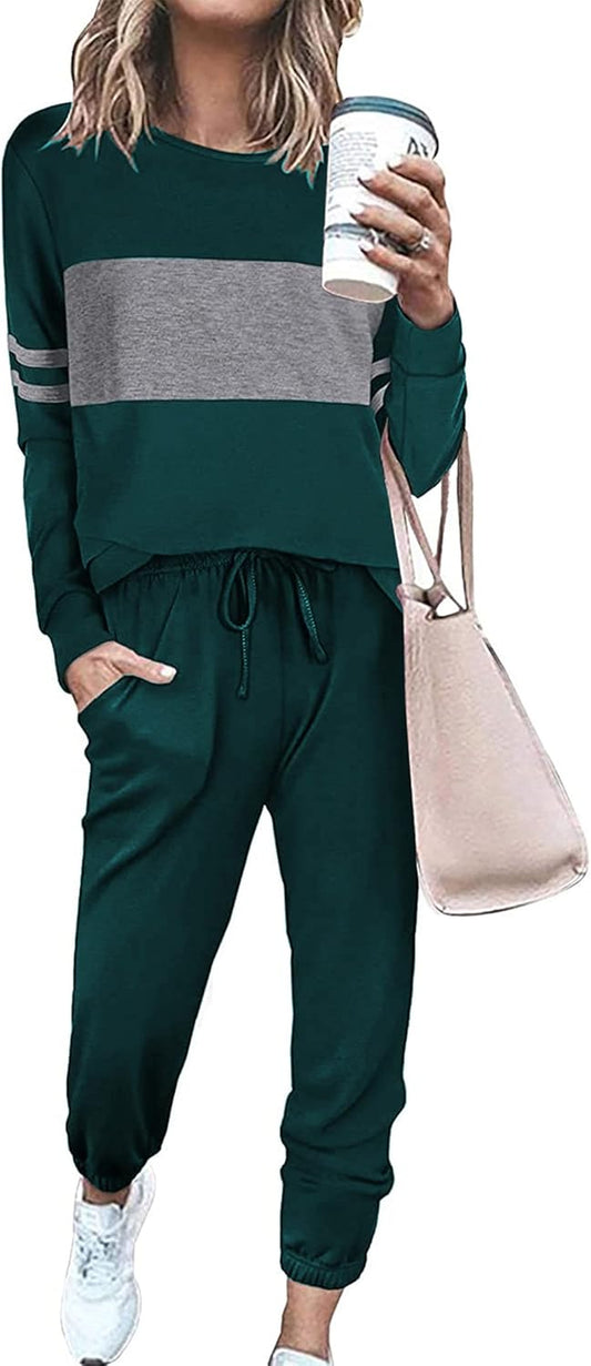 Womens 2 Piece Sets 2025 Long Sleeve Tops High Waisted Sweatpants Lounge Set Fall Fashion Travel Outfits