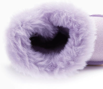 Wood Button Warm Shearling Winter Lightweight Snow Boots(6 Toddler, Purple)