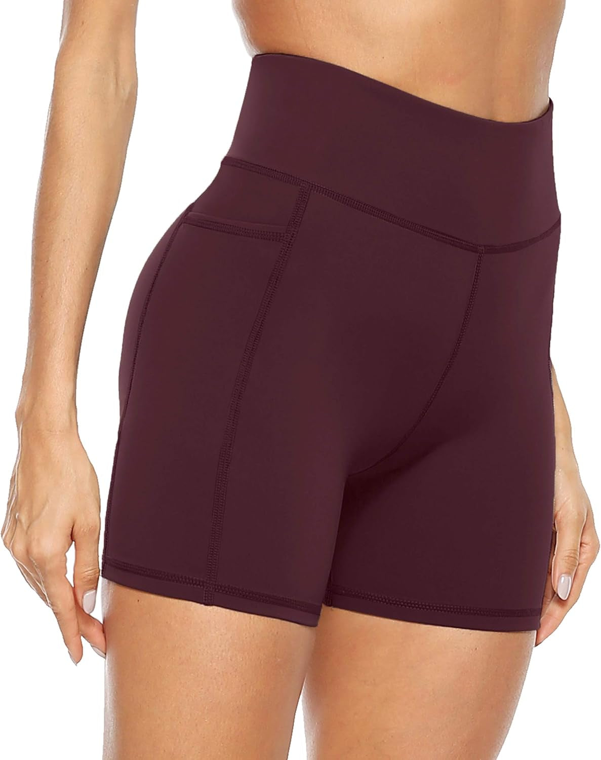 Women'S High Waist Biker Shorts with Pockets, Tummy Control Athletic Workout Running Yoga Shorts